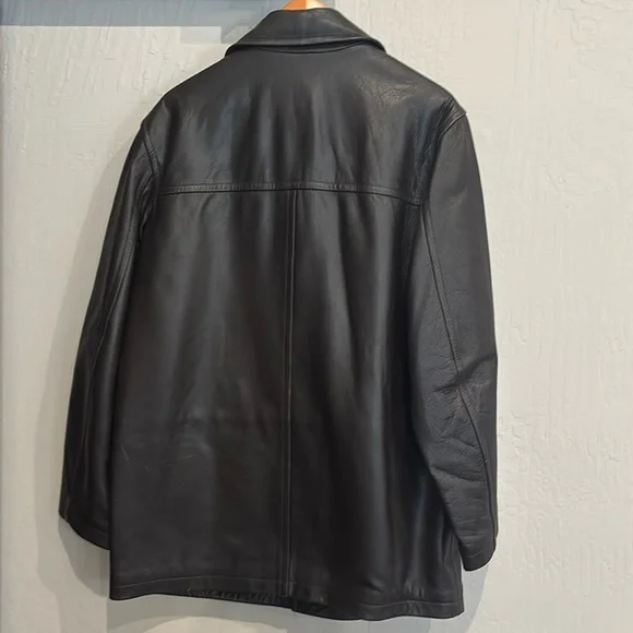 J. Crew Leather Pea Coat. Size M - Picture 2 of 4